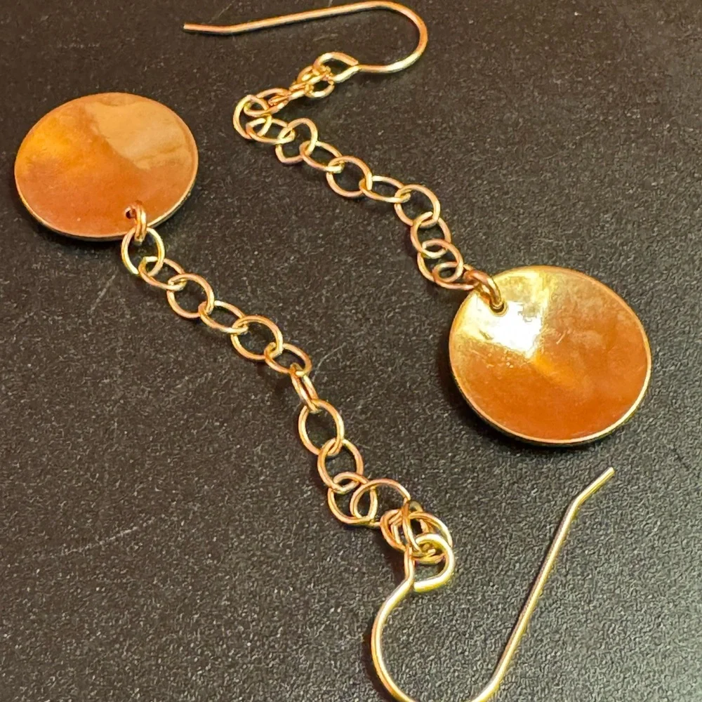 Vintage Gold Tone Dangle Disc Earrings